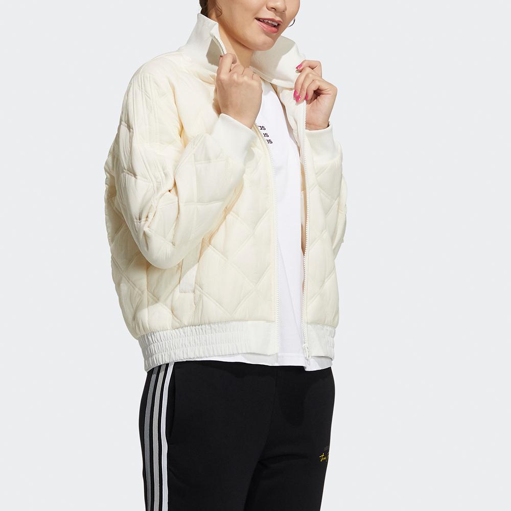 Adidas Neo Oct Jacket Padded Diamond Quilted Outdoor Warm Stand Collar Cotton Coat Winter Women Jackets Off-White H18640