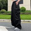 Pantaloni Neri Paracadute Y2K Donna Hippie Streetwear Tasche Oversize Pantaloni Cargo Harajuku Gamba Larga Pantaloni della Tuta Baggy