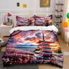 Ensemble de housse de couette motif fleurs de cerisier près du mont Fuji avec design d'impression 3D Ensemble de literie doux en polyester Confort toutes saisons