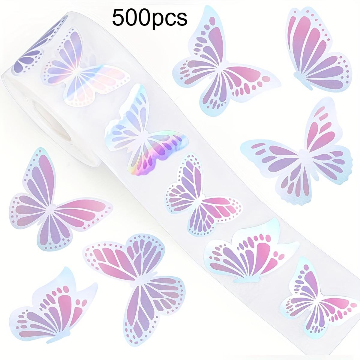 

500pcs Laser Holographic Stickers Butterfly Rainbow Purple PVC Self-Adhesive Water Cup Suitcase Computer Envelope DIY Decoration