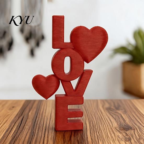 Romantische Schlafzimmer-Nachttisch-Dekoration 2 Stück 3D-gedrucktes gestapeltes LOVE-Buchstaben-Ornament mit Herz-Dekor, Schreibtisch-Liebes-Skulptur Tischskulptur, Modern