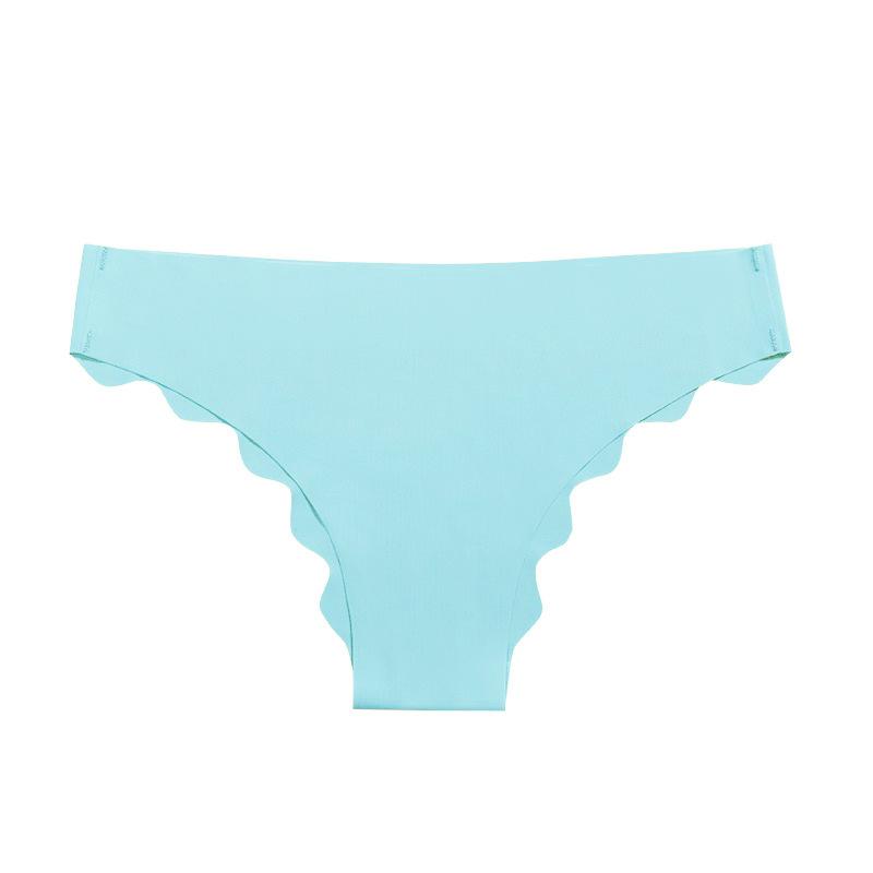 Ladies Spring and Summer Simple Wave Edge Solid Color Speed Dry Ice Silk One Piece Type Low Waist No Trace Briefs