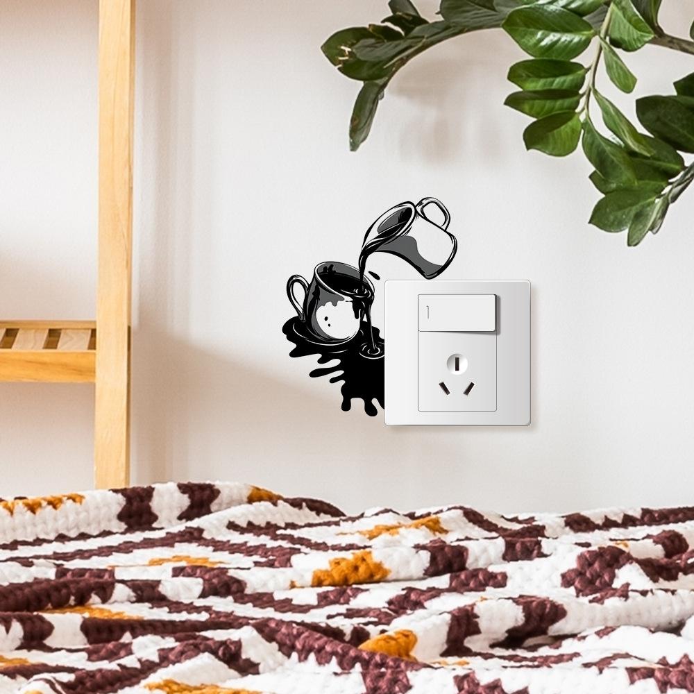 Prosty i Kreatywny Kubek do Kawy Sypialnia Salon Włącznik Naklejka Ścienna Upiększająca Tło Domowe