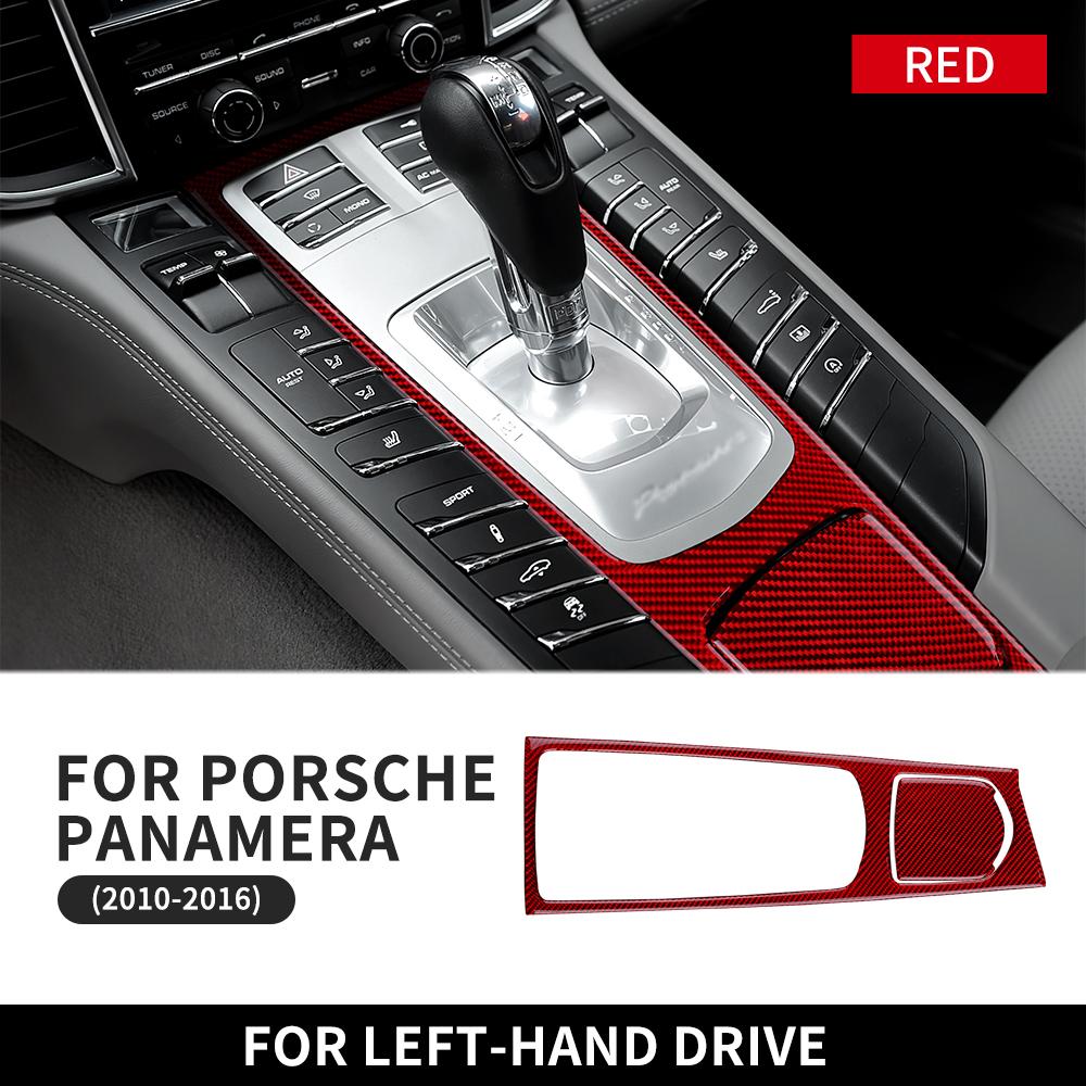 Autocollant en fibre de carbone véritable pour Porsche Panamera 2010 2011 2012 2013 2024 2015 2016 Panneau de commande central de voiture, panneau de vitesse, garniture intérieure