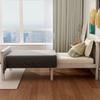 Double Bed Natural Color Flat with Headboard Ergonomic Design Strong Wooden Load Bearing Wood Slat Support Home Furniture Platform