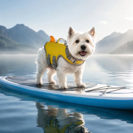 Oxford Cloth Dog Swimwear Life Jacket, High Buoyancy Pet Swim Vest with Chin Rest And Rescue Summer Water Activity Apparel Handle, Adjustable