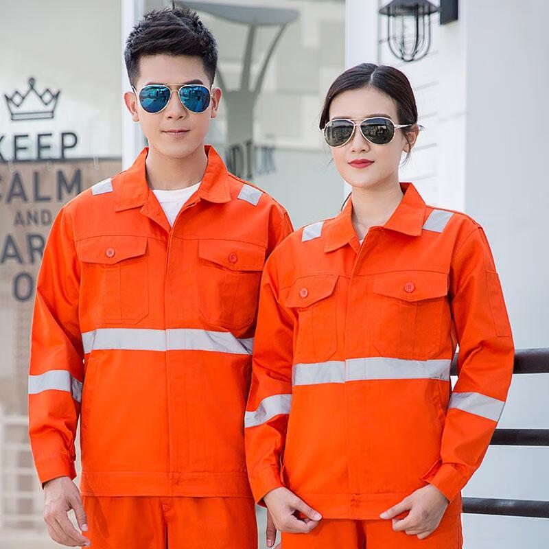 HANDUNYOU Long-Sleeve Reflective Safety Workwear Set