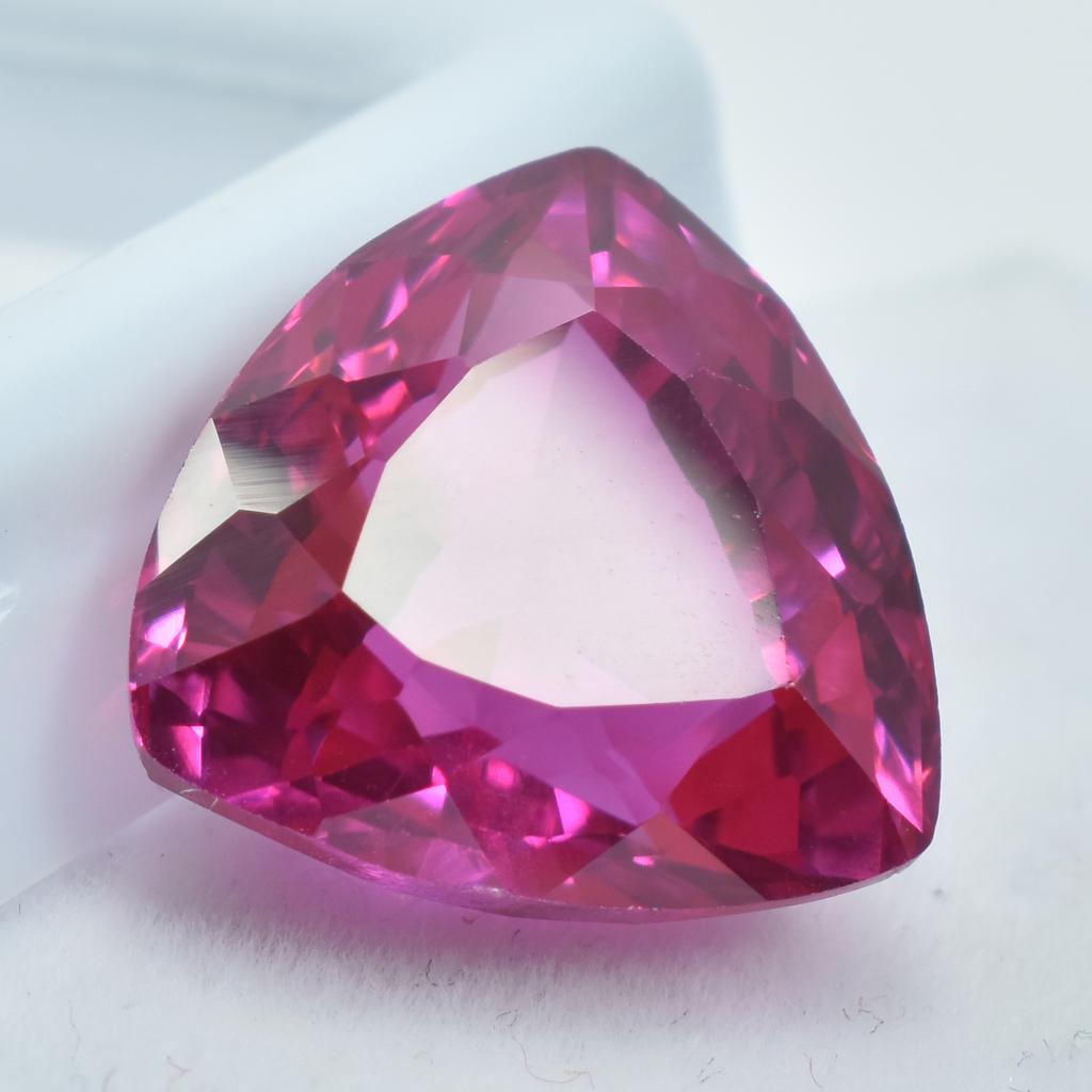 Natural Pink Ruby Loose Gemstone 17.80 ct Trillion Cut for Jewelry Making and Gem Collections