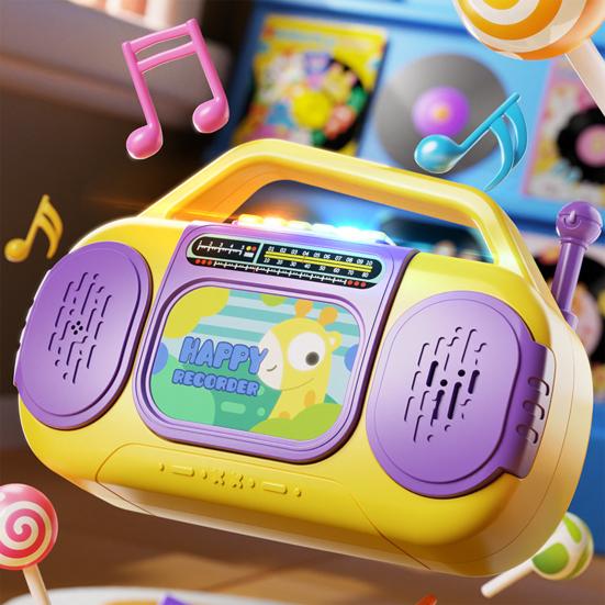 Dětské multifunkční rádiové hračky s hudbou, světlem, nahráváním, 6 anglických písniček, pro batolata, chlapce, dívky, kreslené žirafy, dinosauři, rádiové vzdělávací hračky