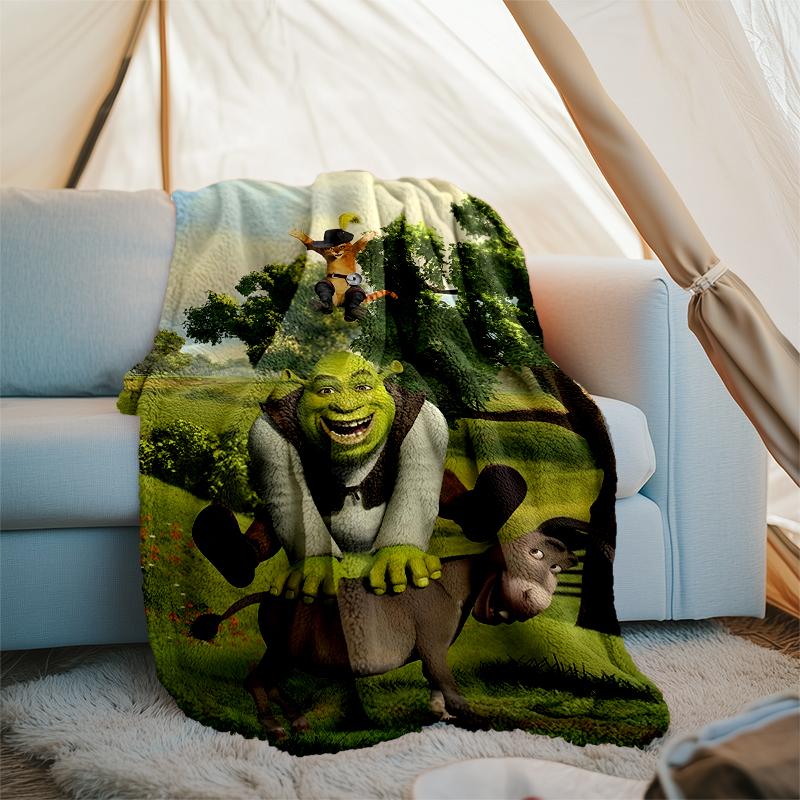 Shrek-Thema Bedruckte Decke Perfekt für Sofa Bett Reisen Außenbereich Maschinenwaschbar Gemütlich Langlebig