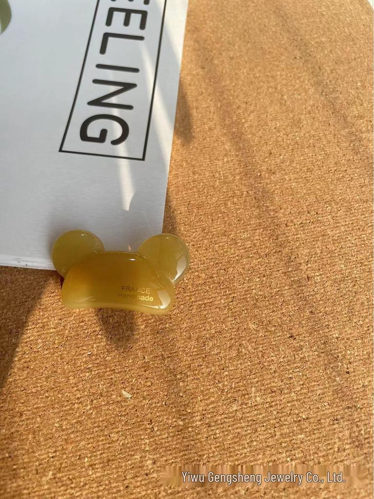 Gold Label Acetate Bear Hair Clip - Cute Bangs & Forehead Clip for Women