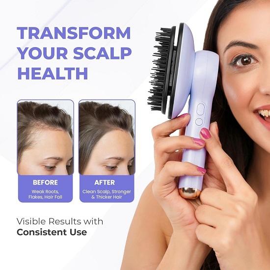 RootVibe Red Blue LED Light Therapy for Hair Growth, Dandruff Hair Fall Control, Boosts Oil Serum Absorption, Stress Relief, Lightweight .
