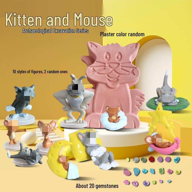 Kids Archaeology Toy: Dig & Discover Gems with Meow & Jerry