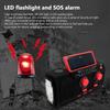 AM/FM/WB Hand Crank Solar Powered Radio 2000mAh Battery Hand Crank Radio LED Reading Flashlight Support TF USB Flash Disk/player