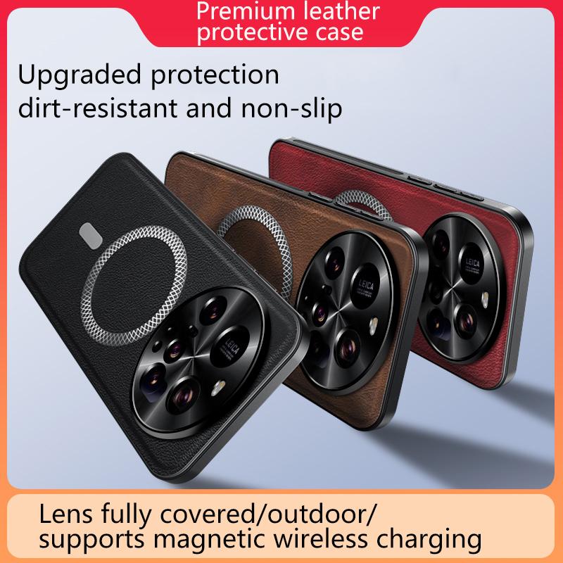 Pro Xiaomi 15 Ultra Pouzdro Magnetické Elegantní Kožené Odolné proti opotřebení Objektiv Plně Krytý Protiskluzový Úchop Kryt Okraje Skořepina