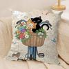 Cartoon Little Black Cat Cushion Cover Silky Short Plush Invisible Zipper Dustproof Sofa Pillow Case For Home Decor