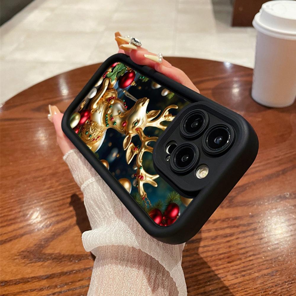 N105 Christmas Happy New Year Art Soft Angel Eyes Phone Cases for iPhone 16 15 14 13 11 Pro Max 8 7 6s Plus 12 Mini XR XS Max SE Shockproof Cover