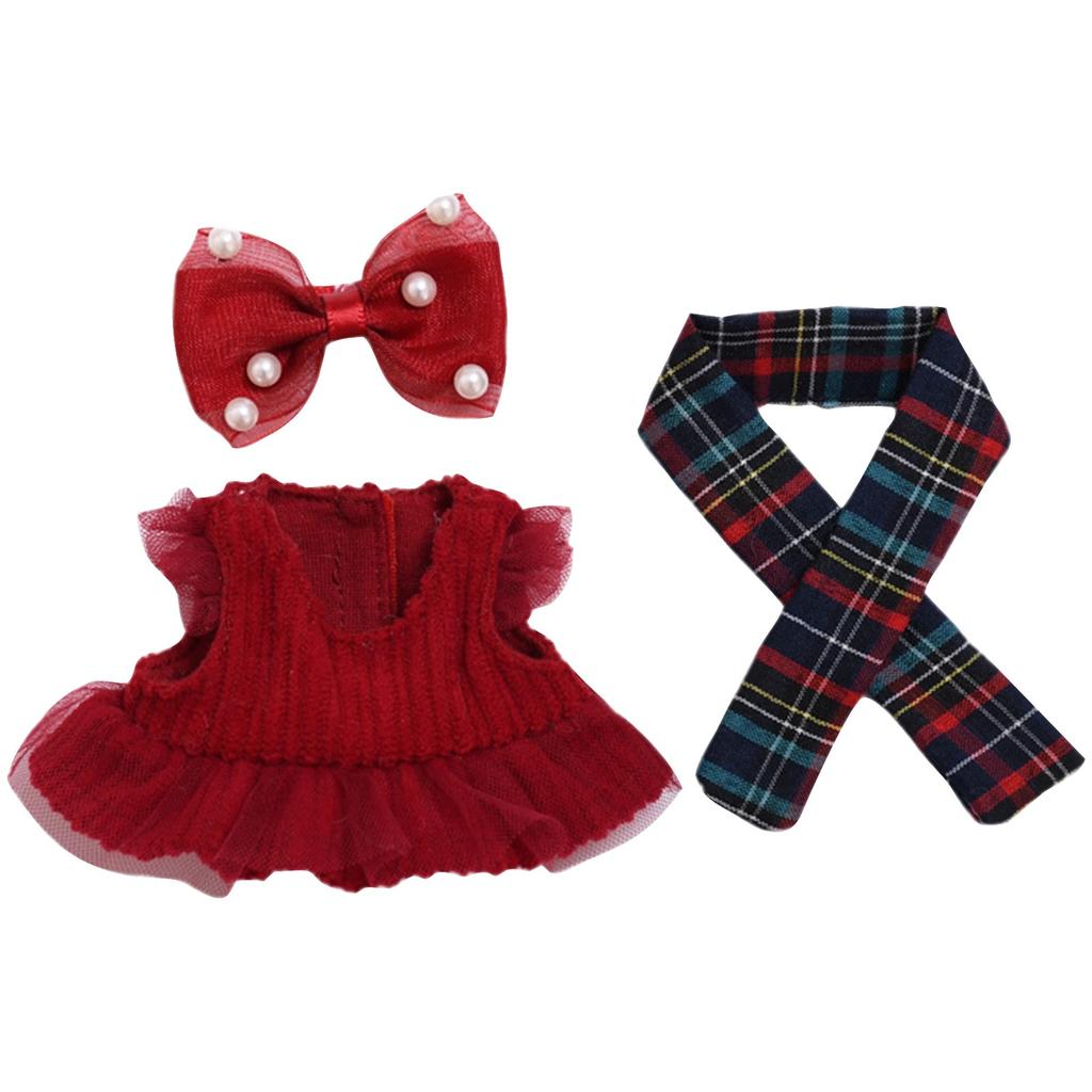 Doll Clothes Set 17cm Doll Accessories Love Heart Top Scarf Hat No Dolls
