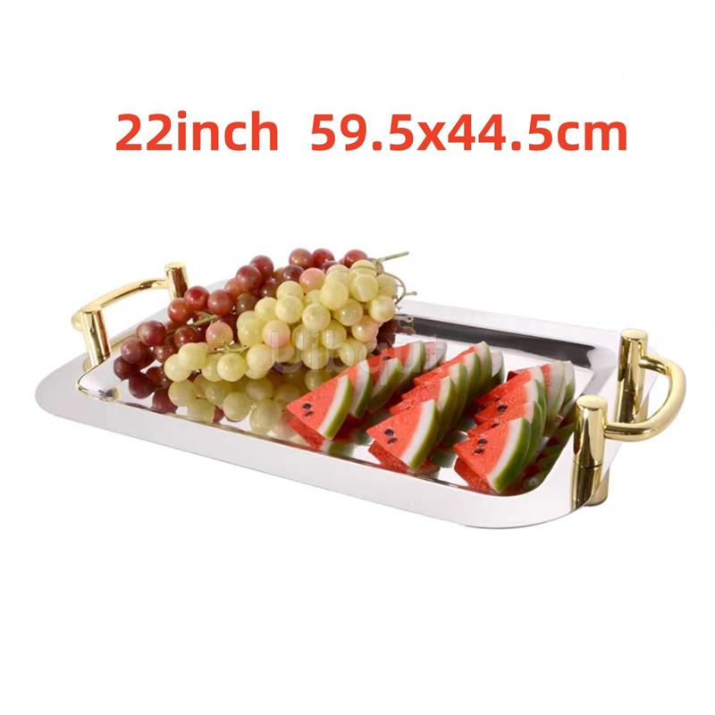 

Золотий овальний нержавіючий сталевий великий круглий таця для тарілок шведський стіл цукерки торт фрукти дзеркало Тарілка готель ресторан гриль весілля мила страва