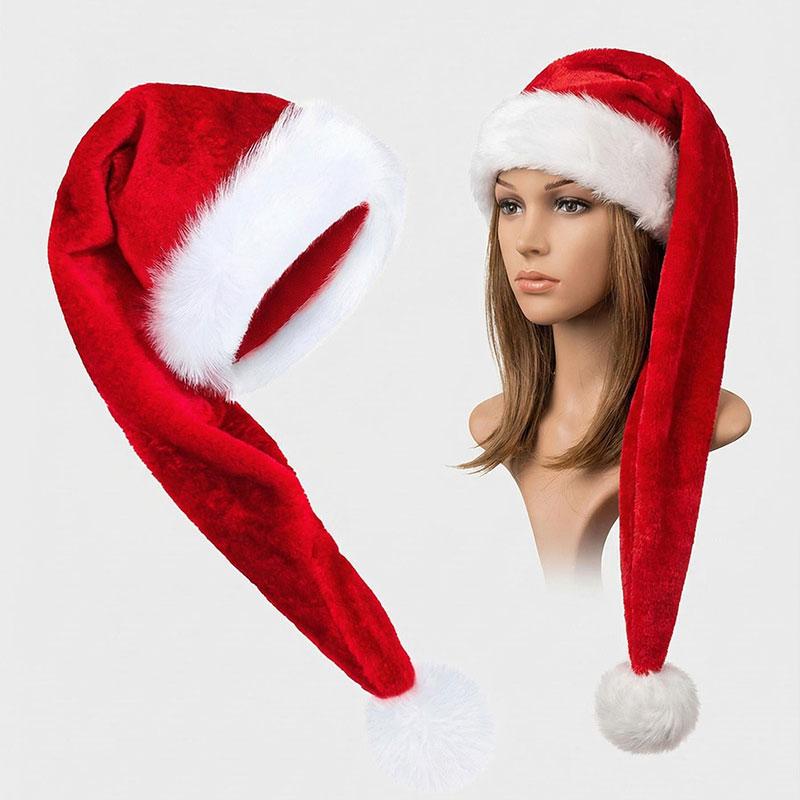 1pc Velvet Party Cosplay Decorative Long Soft Caps Comfortable Christmas Hats Santa Claus