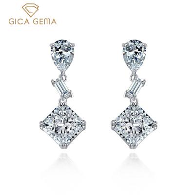 925 Sterling Silber 10*10 MM AAAAA Zirkone Edelstein Tropfen Baumeln Ohrringe Für Frauen Edlen Schmuck