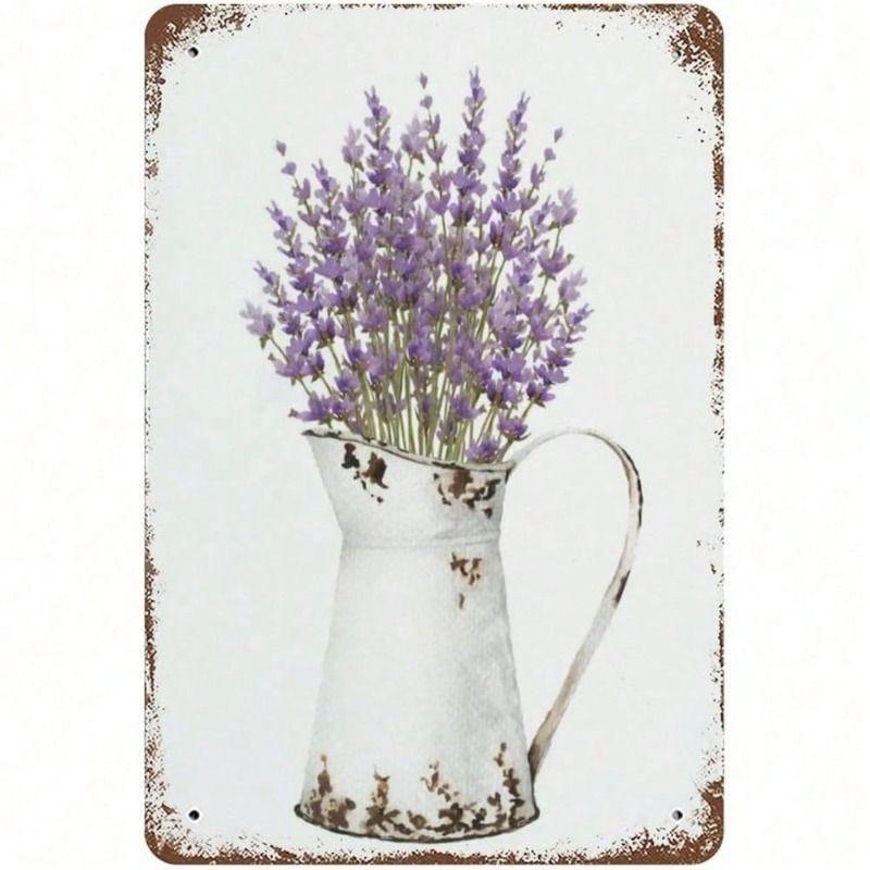 Vintage Metal Poster Wall Art Lavender Farmhouse Decor Garage