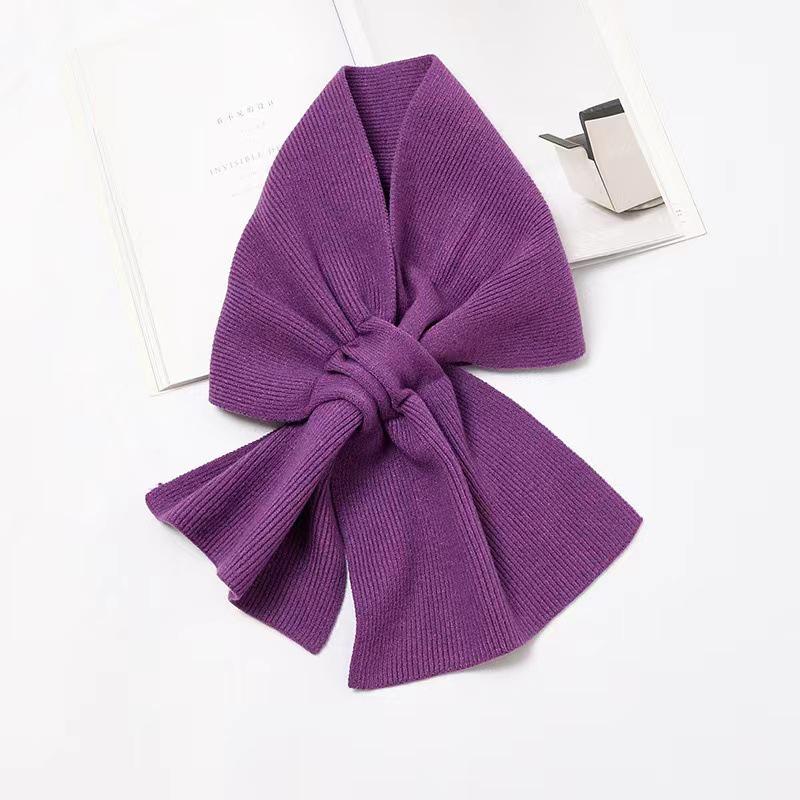Korean Style Beige Grey Knit Wool Women's Winter Scarf: Short, Versatile Neck Protector