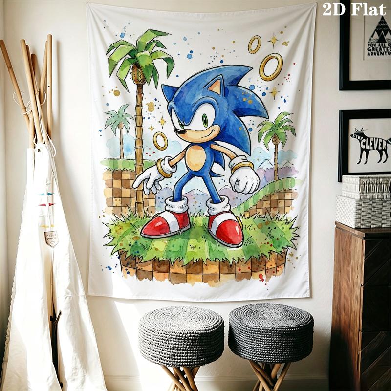 Sonic the Hedgehog Wall Tapestry Aesthetic Wall Hanging Printed Fabric Blanket Decorative Tapestries for Bedroom Living Room Home Decor