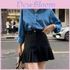 Cotton Blend Pleated Skirt For Women Spring High Waist Slim Fit With Embroidered Design For Casual Wear