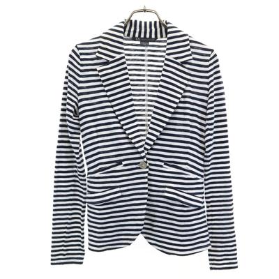 Border Long Sleeve Lapel Cardigan XS White Women Used