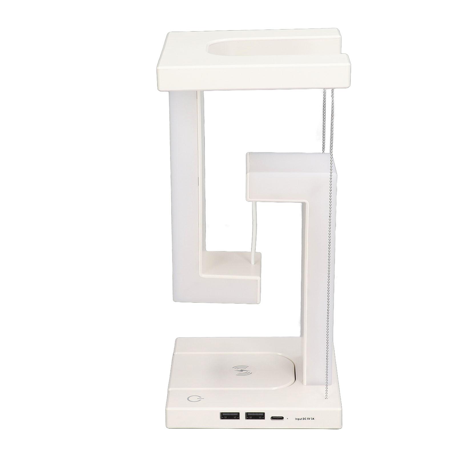 

Ночник на магнитной левитации, 3 режима, сенсорный выключатель, светодиодная настольная лампа, беспроводная зарядка для телефона, белый