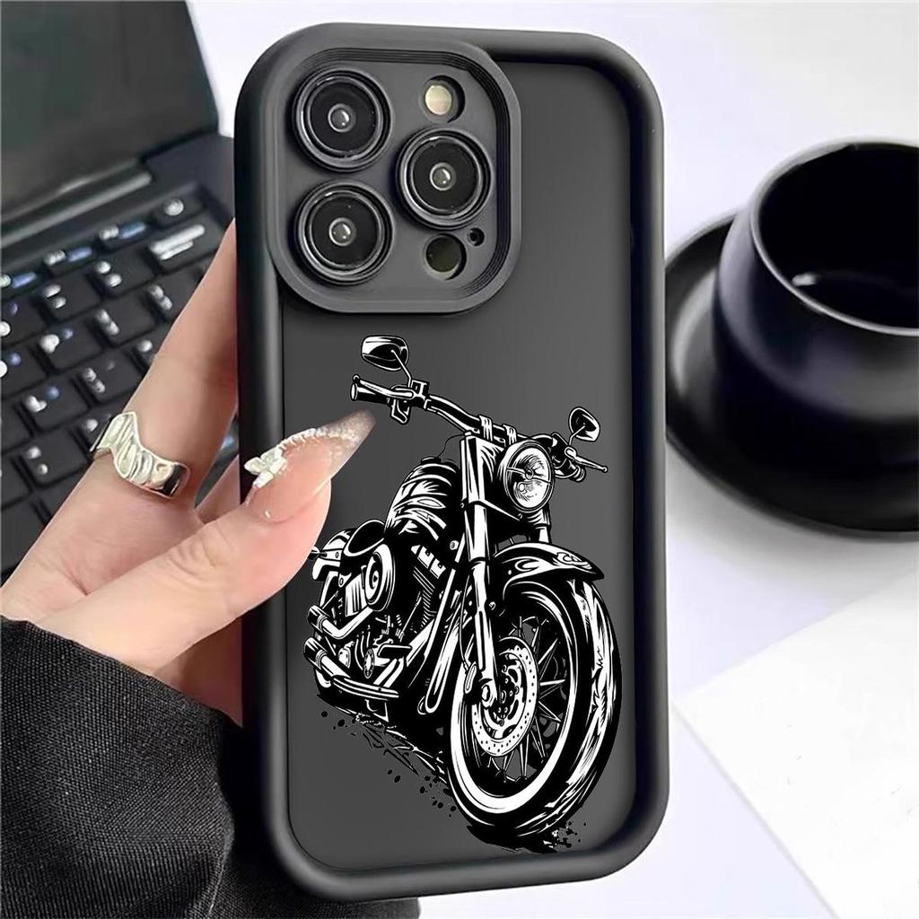 Motorcycle Black Groove Full Coverage Phone Case for Samsung & iPhone 13-17
