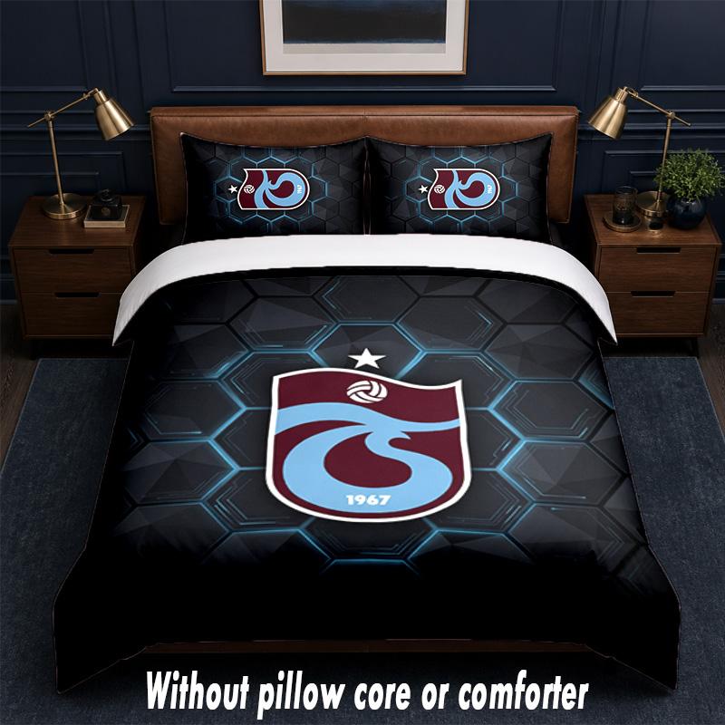 Trabzonspor FC Design Bett Bettwäsche Set 1 Bettbezug + 2 Kissenbezüge Weich Atmungsaktiv Haushalt Bettwäsche