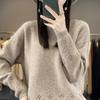 Rundhalspullover für Damen im Herbst und Winter, einfarbig, lockerer Jacquard-Pullover und Pullover mit weicher, klebriger Strickbasis
