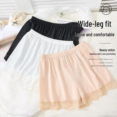 Pantalones Cortos de Seguridad de Encaje de Seda de Hielo Primavera/Verano: Transpirable, Cintura Media, Borde Antideslizante