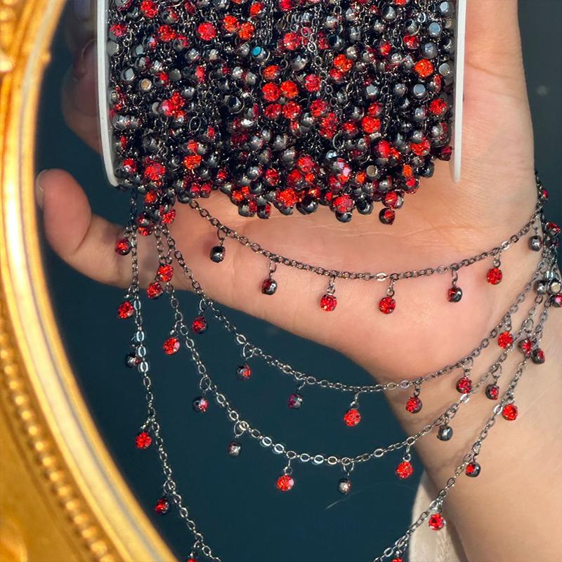 

10 м цепочка со стразами для изготовления ювелирных изделий, цепочка для ожерелья DIY, модный женский аксессуар, цепочка с бусинами для браслета, серег, рукоделия