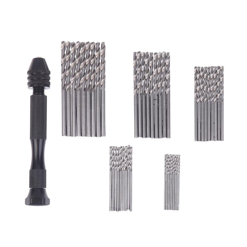 

50Pcs 1-3mm Precision Pin Vise Hobby Drill With Model Twist Hand Drill Bits Set High Speed Hole Opening DIY Drilling Tool срібний