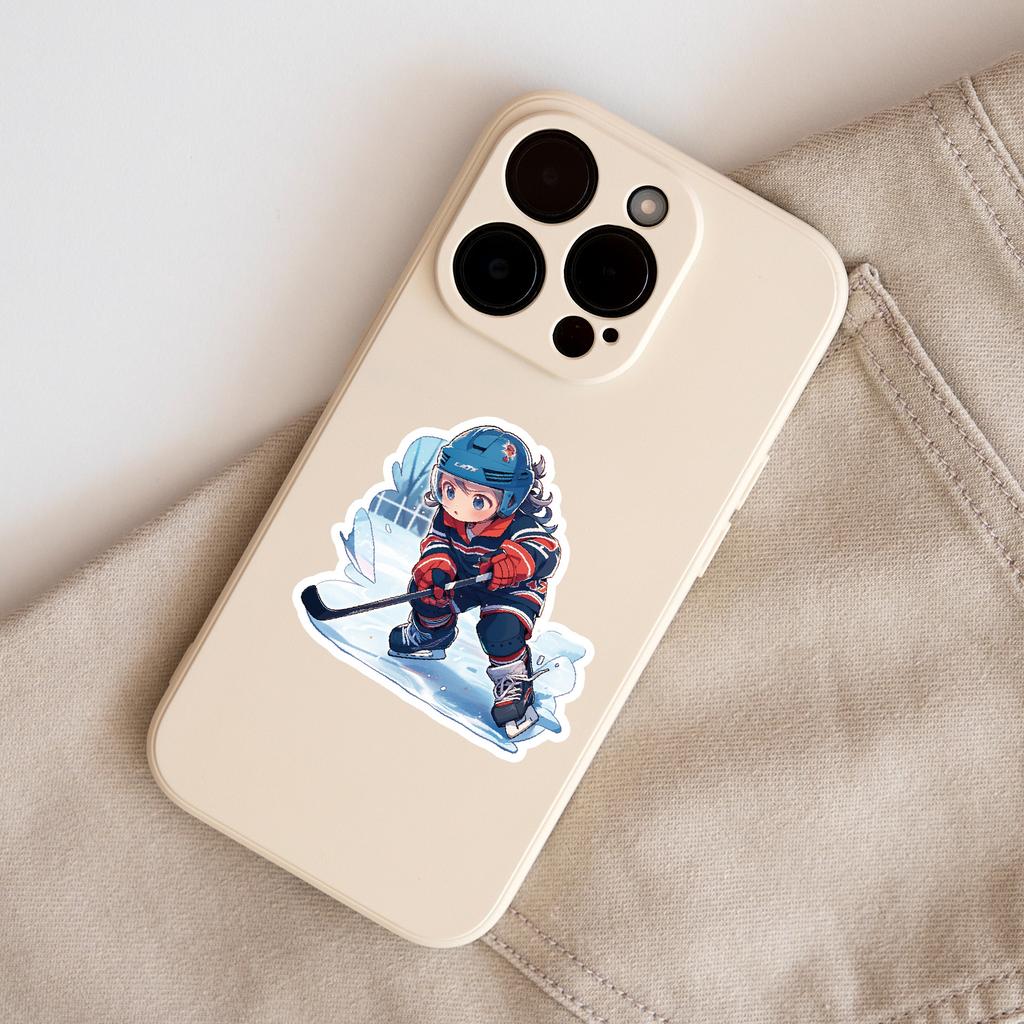 50 Children's Ice Hockey Doodle Stickers Suitcase Water Cup Waterproof Decorative Stickers Creative Children's Sports Stickers