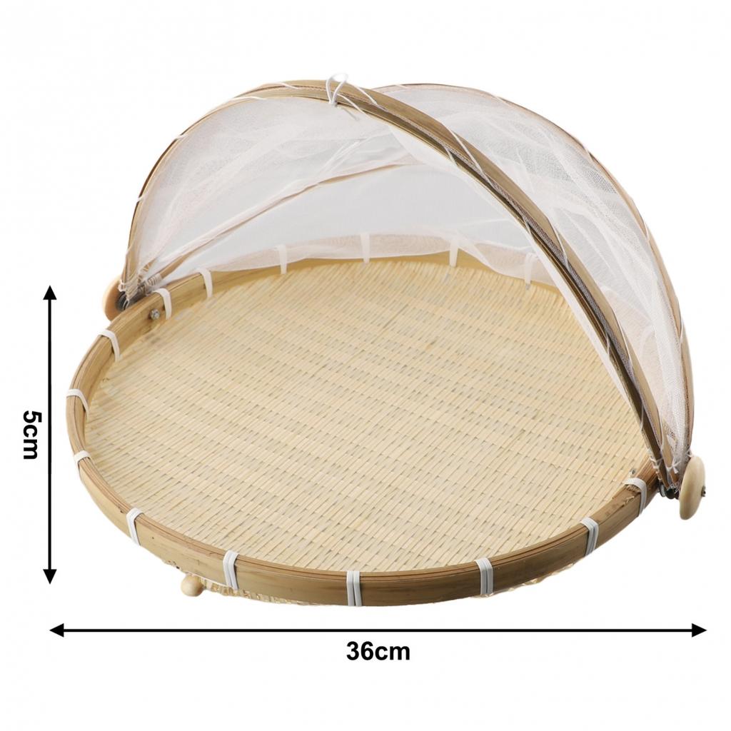 Woven Fruit Vegetable Basket with Anti-Mosquito Net Foldable Design