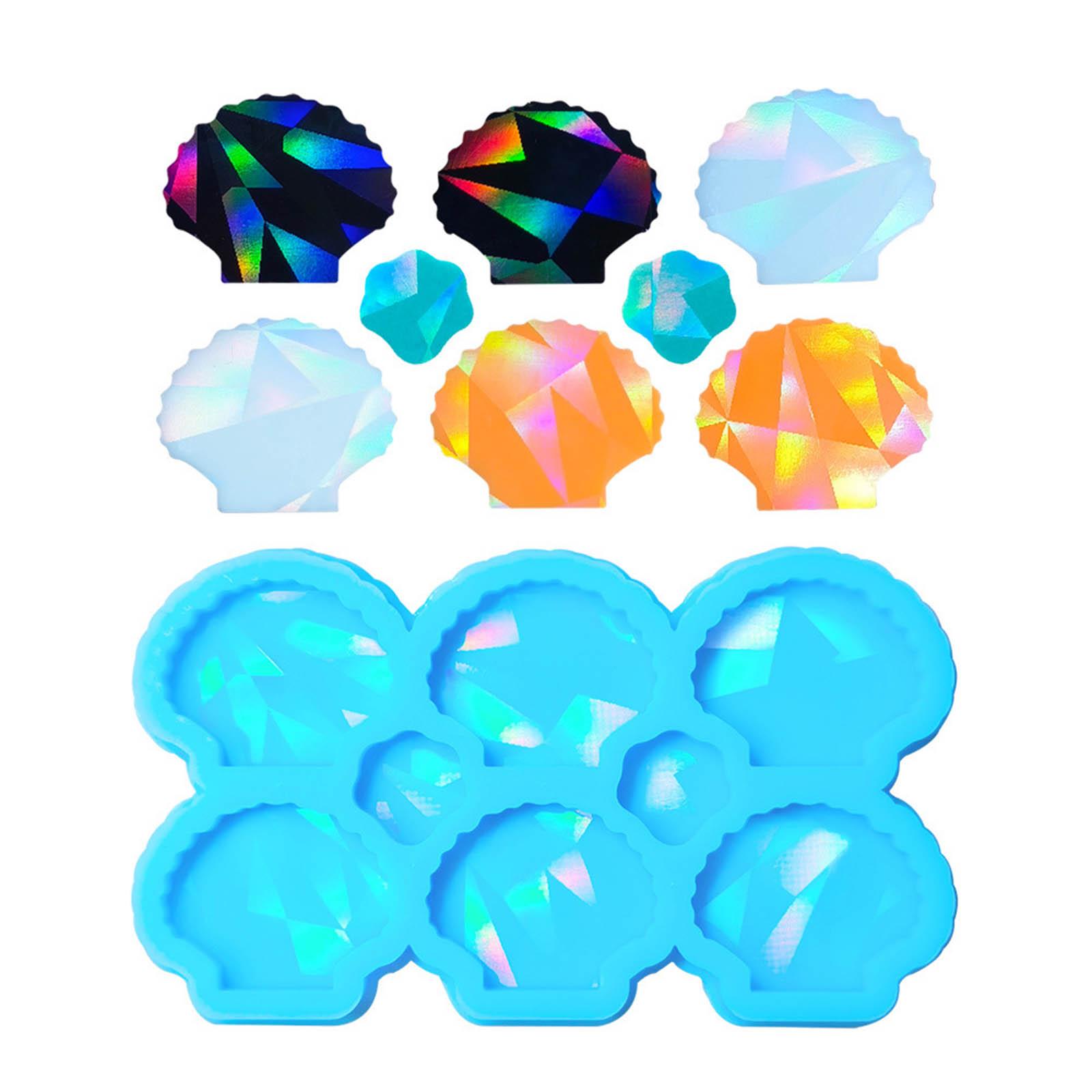 

Silicone Scallops Holographic Molds Light Shadow Stud Earrings Pendant Mold DIY Ornaments Jewelry Epoxy Crafting Mold синій