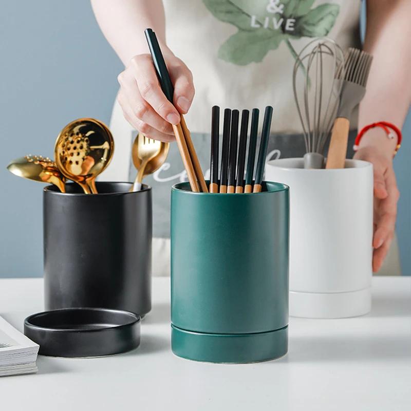 Ceramic Tableware Drain Racks Forks Spoons, Chopsticks Kitchenware Kitchen Storage Tools Save Space Holder