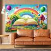 Rainbow Book & Crayons Kids Tapestry, Colorful Butterfly Floral Wall Hanging