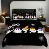3-piece Halloween themed black cute ghost pumpkin pattern duvet cover set, 1 duvet cover+2 pillowcases, coreless