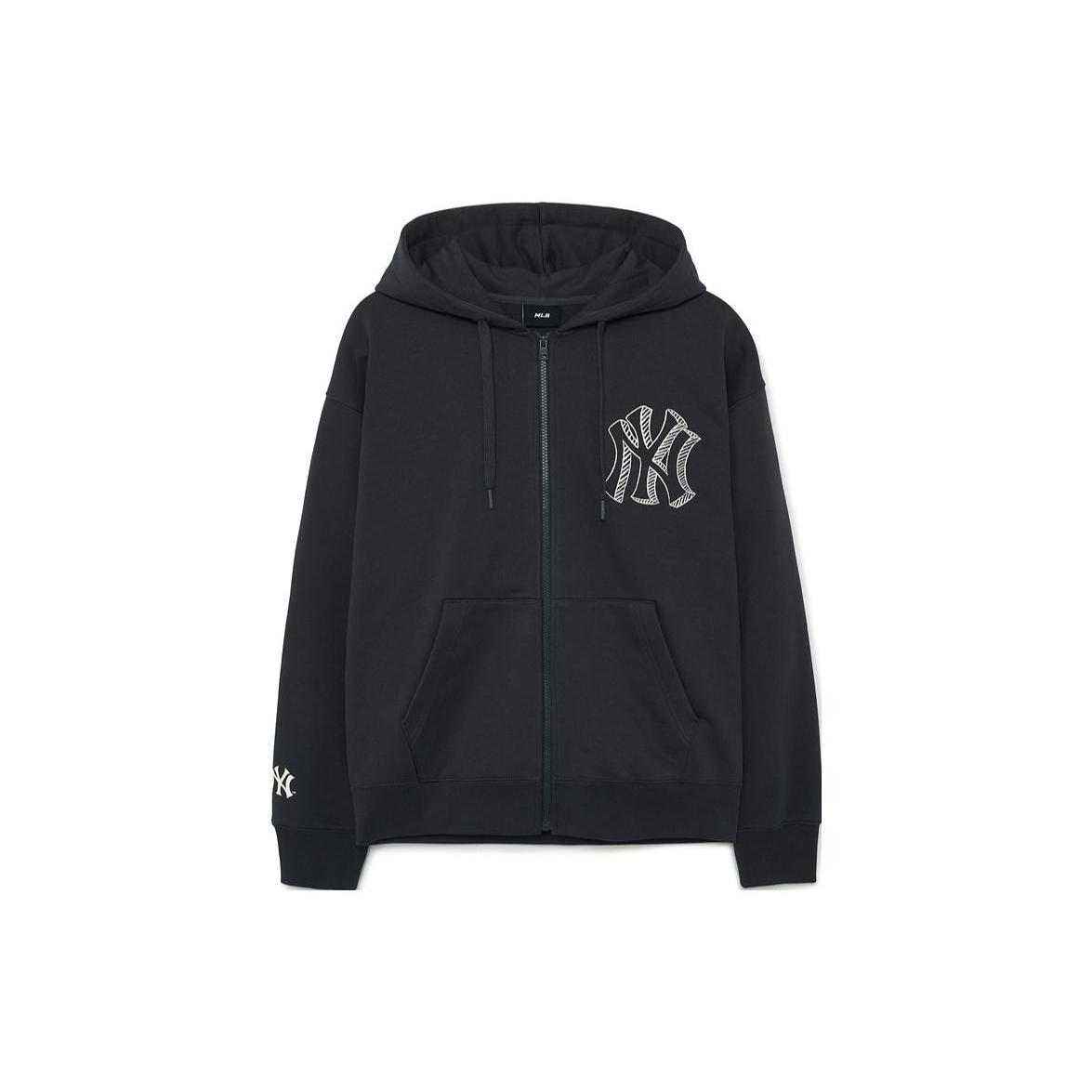 MLB Mega Logo NY Sweatshirts Unisex Carbon Gray Hooded Moderate Cardigan 3ATRB0334-50CGS M