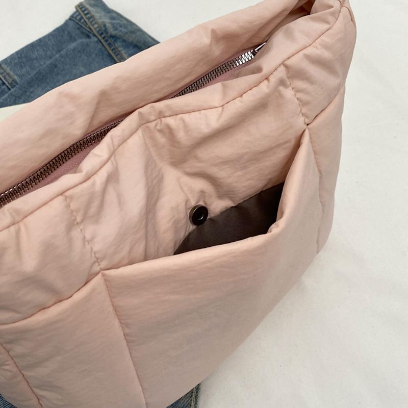 Women Simple Tote Bag Solid Color Puffer Shoulder Crossbody Bag Large Capacity Fashion Laptop Handbags for Travel Work ARI