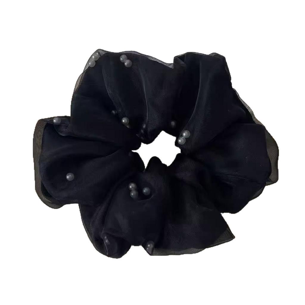 Large Pearl Organza Large Intestine Hair Band Simple Headband High-End Head Flower Headgear Hair Accessories Head Ring Women