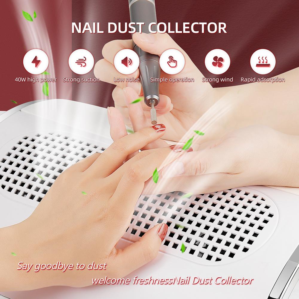 3 Fans Powerful Suction Professional Nail Dust Collector 40W Fan Nail Vacuum Cleaner Nail Dust Extractor For Nails Manicure
