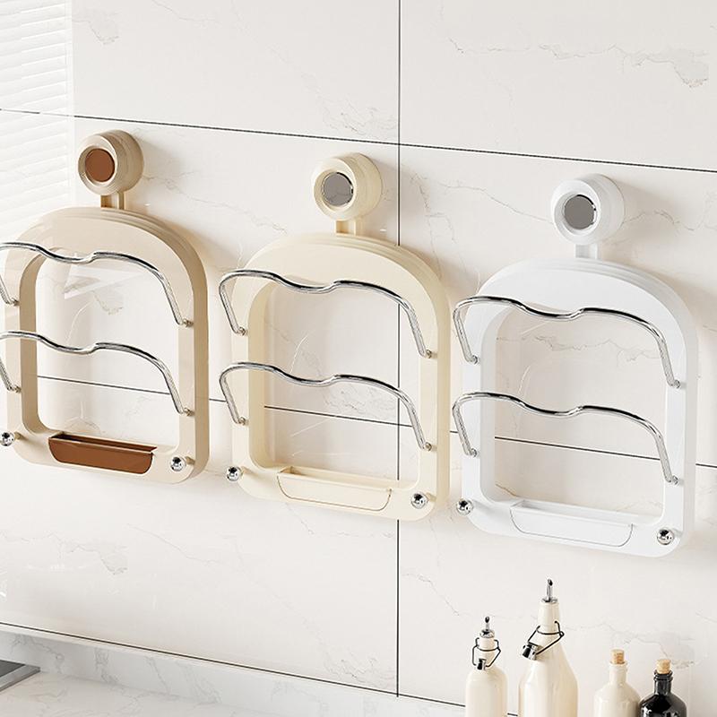Kitchen Organizer Rack Wall Hanging Pot Lid Drain Rack No Punching Kitchen Pan Cover Cutting Board Organizer Holder