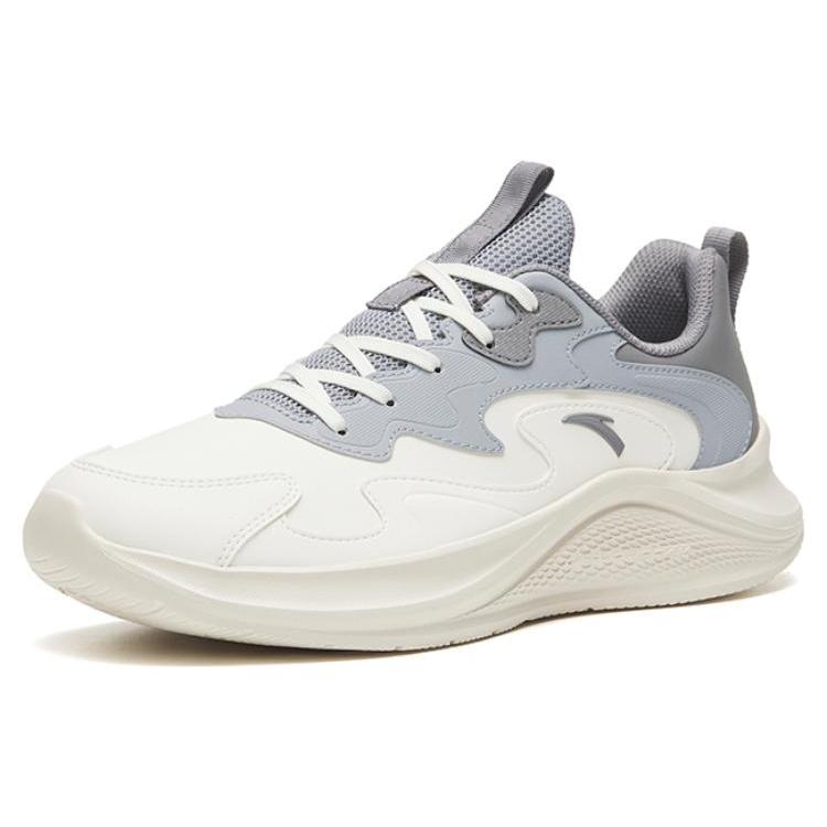 Anta Comfortable Cushioning Low Top Casual Running Shoes Men's White Gray 912445573-6