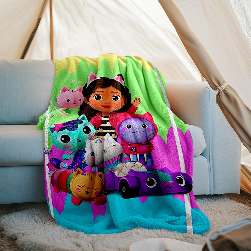 Gabby's Dollhouse printed throw blanket—lightweight,soft,warm;versatile blanket for all seasons—perfect as &air-conditioning throw,nap blanket